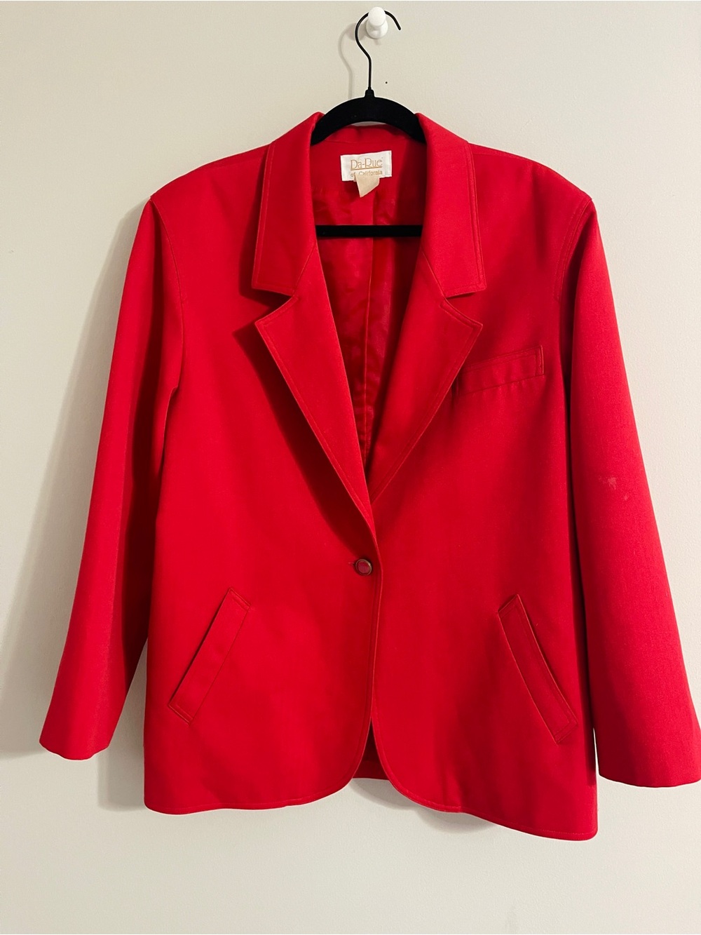 Vintage 80s Da-Rue of California Bold Red Single-Button Blazer Sz 18 Workwear